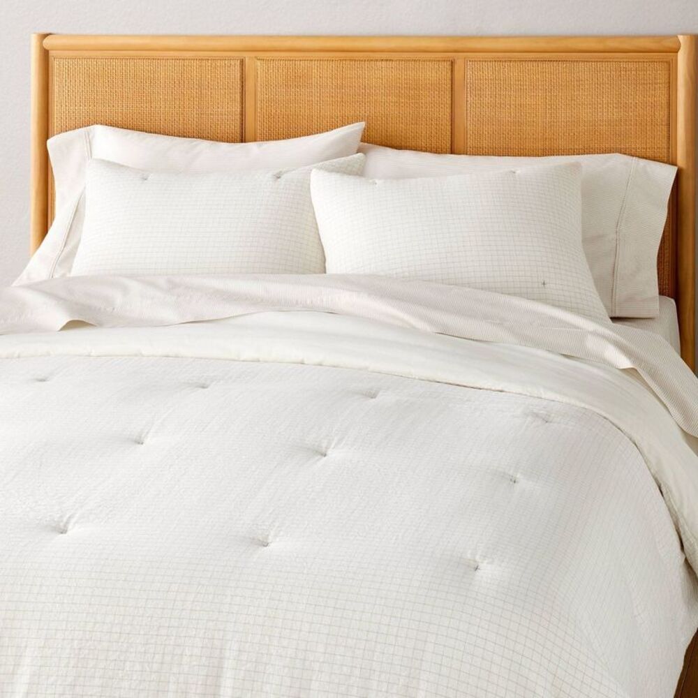 3pc King Mini Grid Stitch Cotton Dobby Comforter Set - Twilight Taupe